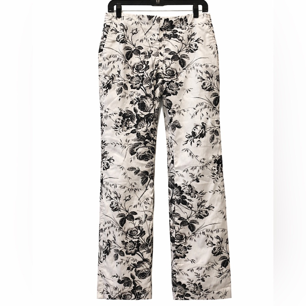 Express White & Black Toile Floral Cropped Pants 9 / 10